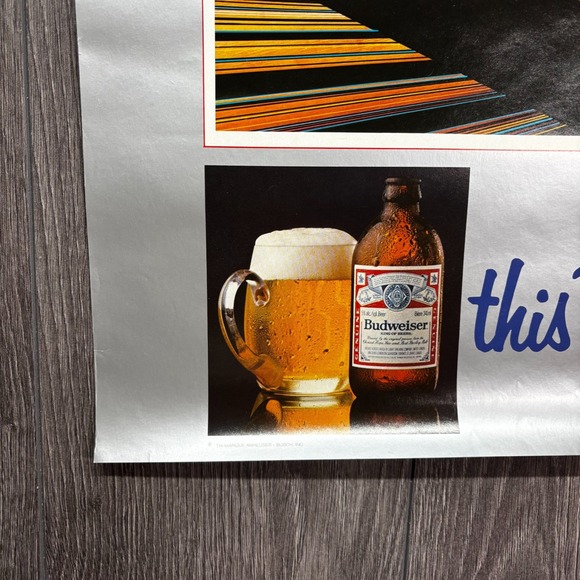 Vintage Budweiser Bud Light Poster 1980s DeLorean RARE Racing Advert - Picture 4 of 6